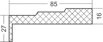 Схема с размерами: Наличник НТ№35 85х16х2140 «Каскад»
